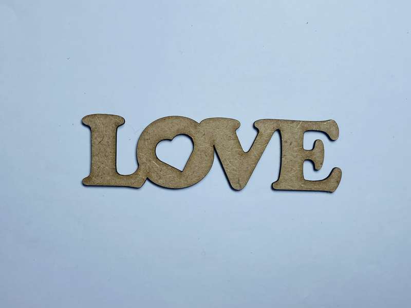 Laser Cut Love Shape Unfinished Wood Craft Cutout 100x28mm
