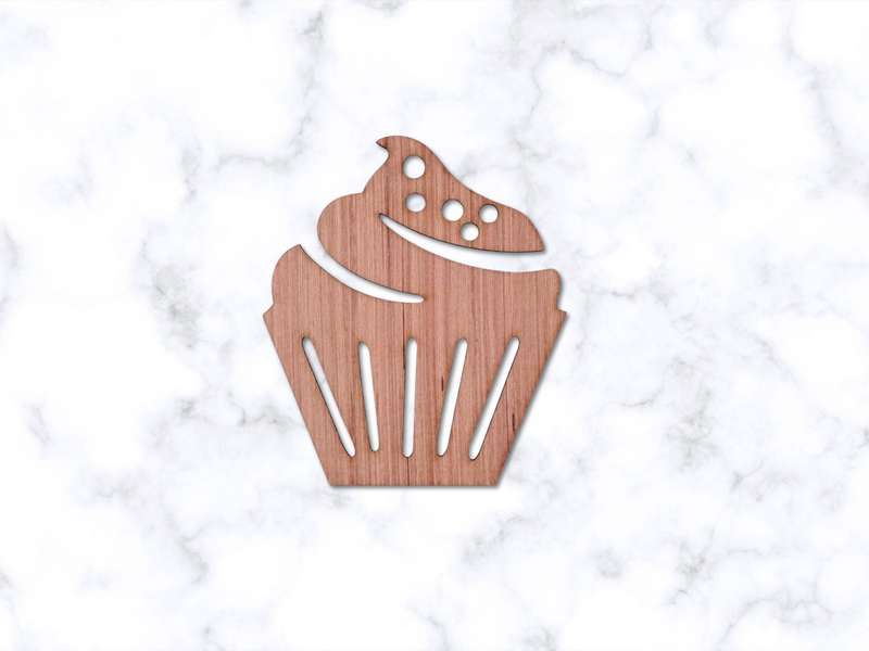 Laser Cut Cupcake Unfinished Wood Cutout 76mm