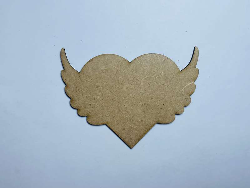Laser Cut Wood Heart Wings  Cutout 76mm high (Copy)