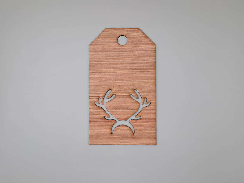 Laser Cut Stag Wooden Gift Tag 76mm high