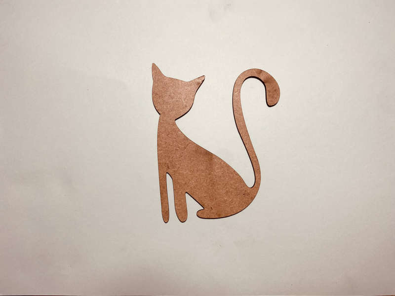 Laser Cut Cat Unfinished Wood Cutout 76mm high