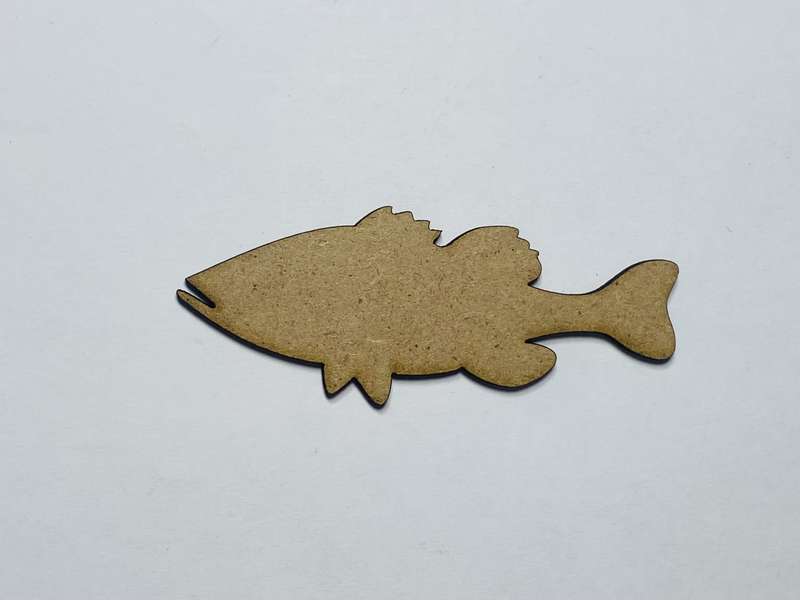Laser Cut Bass Fish Wood Cutout  76mm high