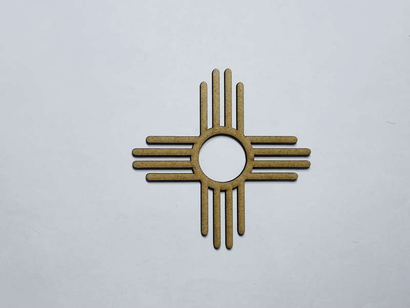 Laser Cut Zia Symbol Shape Wood Craft Cutout 76mm high