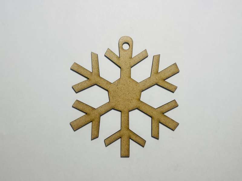 Laser Cut Christmas Unfinished Wooden Snowflake Ornament Hanging  76mm high