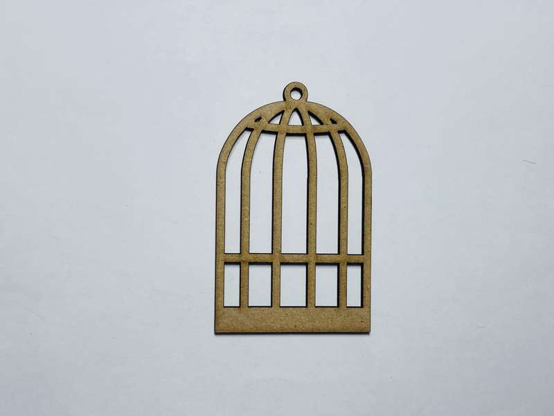 Laser Cut Wooden Bird Cage Cutout 76mm high