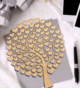 Wedding Guest heart  Tree - laser cut - 3mm 400mm od