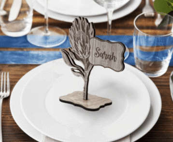 Protea Wedding Table markers or numbers - with engraving