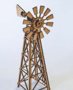 3mm 3D wooden Windmill with rotating blades -wooden  puzzle - 290 x 100 x 120mm