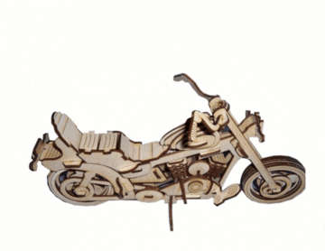 3D wooden 3mm motorcycle model  - puzzle - 150 x 300mm