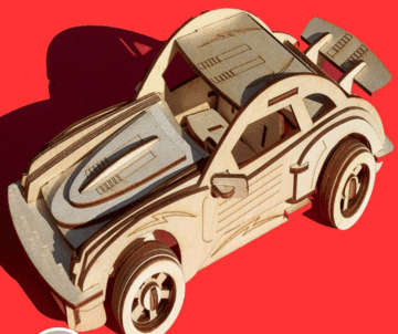 3D wooden 3mm Sports Car model  - puzzle - 150 X 300mm