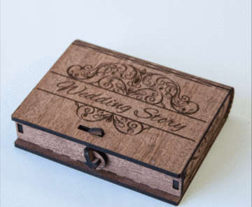 Wedding USB lock box - 3mm SIZE 100mm x 80mm x 20mm high (your custom logo)