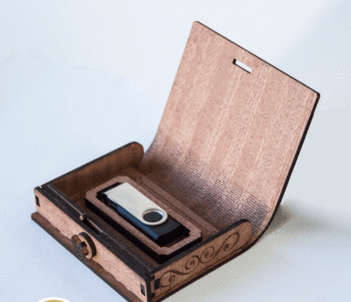 Wedding USB lock box - 3mm SIZE 100mm x 80mm x 20mm high (your custom logo)