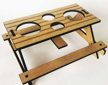 Picnic Bench Condiment Holder - 255mm x 220mm x 120mm - 6mm mdf