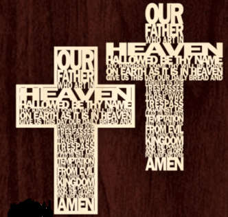Wooden cross 800mm x 600mm - OUR FATHER