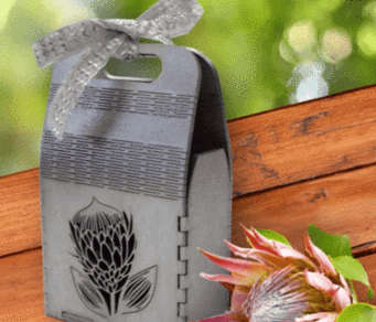 Protea wooden box - wedding -engraved protea - 100mm x 165mm x 50mm