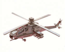 3D wooden 3mm Helicopter model  - puzzle - 150 x 300mm