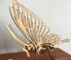 3D wooden 3mm Butterfly  model  - puzzle - 280 x 170mm