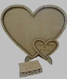 Heart shape Wedding Guest Book - drop frame -  with stand and 100 hearts and box - 600mmx500mm