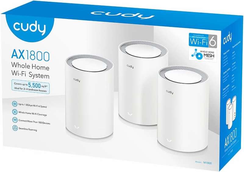 Cudy New WiFi 6 Mesh WiFi, AX1800 Whole Home Mesh WiFi System - Covers up to 5000 Sq. Ft, 5G Giga...