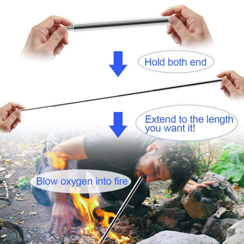 Outdoor Pockets Bellow Collapsible Blow Fire Tube