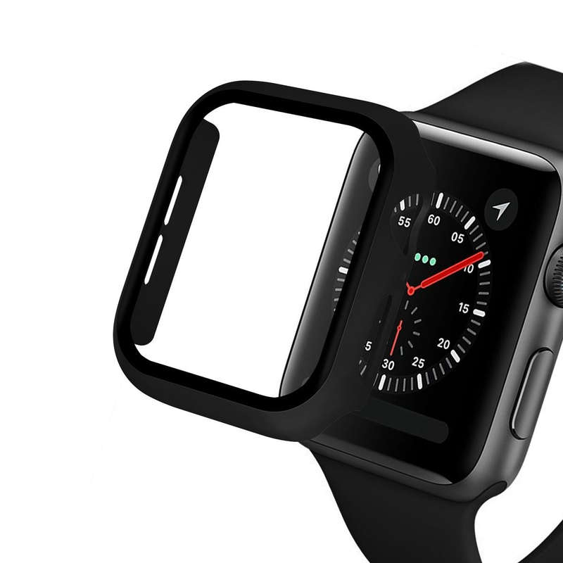 Lito 40MM Black Full Covered Tempered Glass Screen Protector & Protective Case for Apple Watch