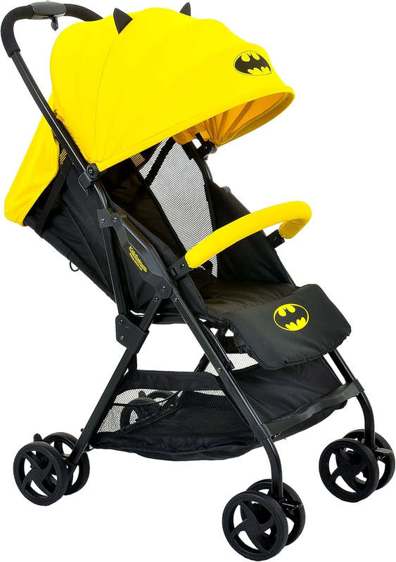 KidsEmbrace Batman Lightweight Compact Stroller, DC Comics Collapsable Stroller with Canopy, Yell...