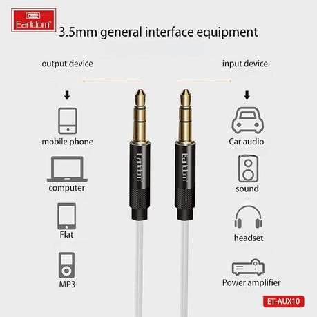 EARLDOM - ET-AUX10 - High Quality 3.5MM AUX To AUX Audio Cable - 2M - Black
