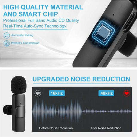 Techme Dual Wireless Type-C Lavalier 2 x Microphones With Noise Reduction
