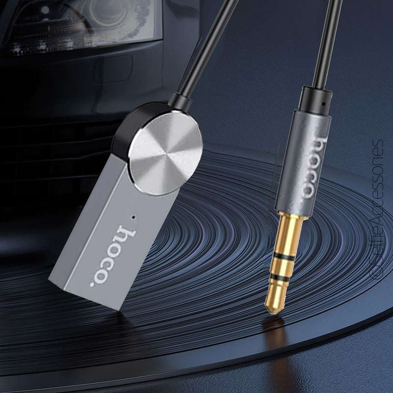 Hoco DUP02 In-Car Bluetooth V5.0 Audio Receiver with Mic & 1.5 Audio Cable