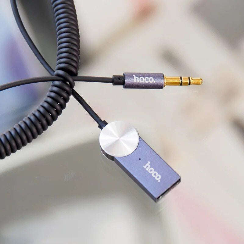 Hoco DUP02 In-Car Bluetooth V5.0 Audio Receiver with Mic & 1.5 Audio Cable
