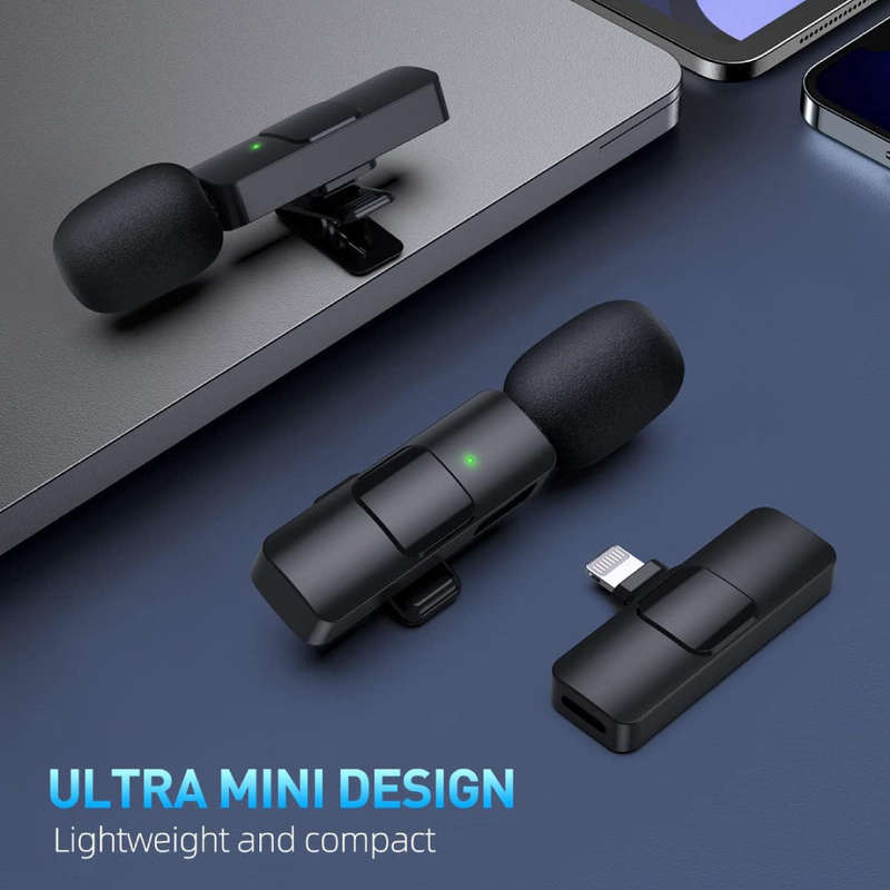Wireless Lavalier 2 x Microphone Kit for iPhone iPad Professional Clip Mic