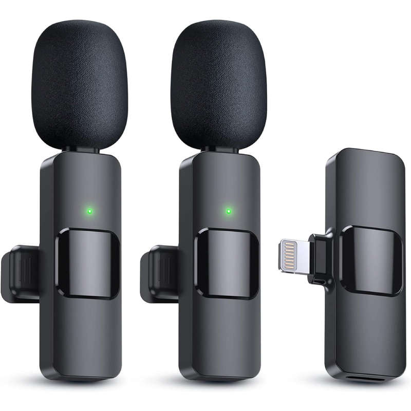Wireless Lavalier 2 x Microphone Kit for iPhone iPad Professional Clip Mic