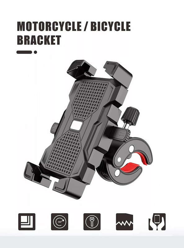JY-032 360-Degree Rotatable Motorcycle & Bicycle Bracket - Black