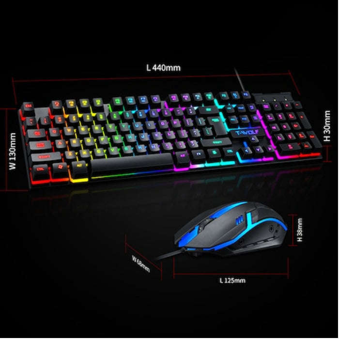 T-Wolf TF-200 RGB Backlit Gaming Keyboard & Mouse Set
