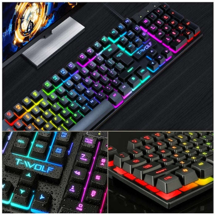 T-Wolf TF-200 RGB Backlit Gaming Keyboard & Mouse Set