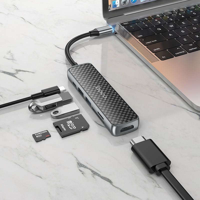 Hoco 6in1 Type-C Hub HDMI + USB3.0 + USB2.0 + SD + TF + PD HB24