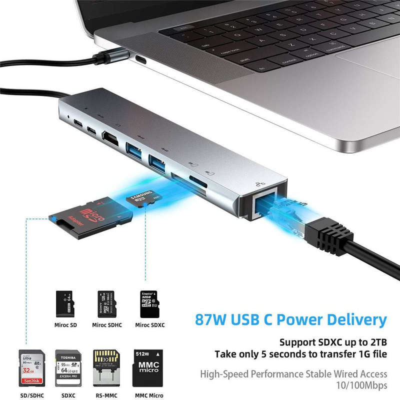 Bakeey 8-in-1 USB-C Hub Docking Station Adapter