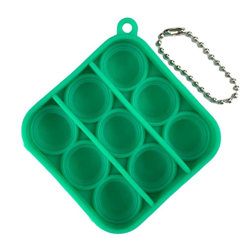 Green Push Up Popping Bubble Squary Fidget Toy with Chain for ADHD