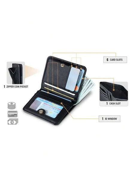 Mihuis - Women RFID Blocking Small Compact Bifold Vegan Leather Wallet
