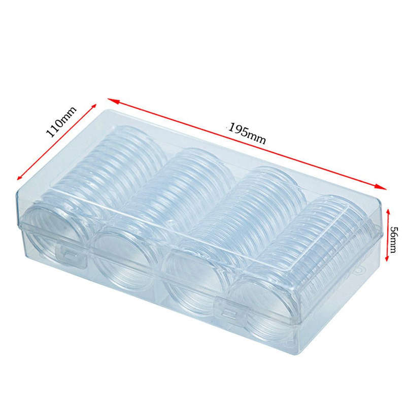 Transparent 41mm Coin Collector Storage Box with 60 Capsules