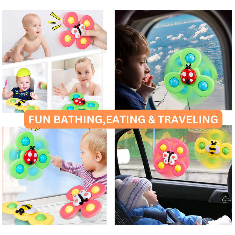 Insect Suction Cup Spinner Toy For Babies & Toddlers - 3 Piece