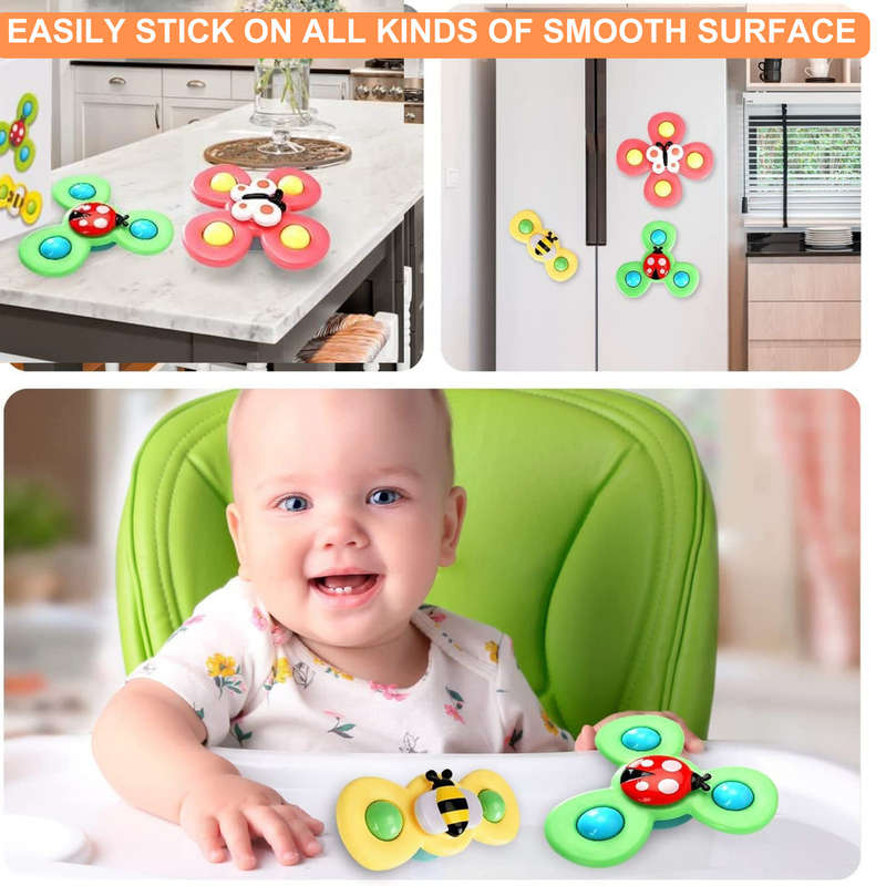 Insect Suction Cup Spinner Toy For Babies & Toddlers - 3 Piece