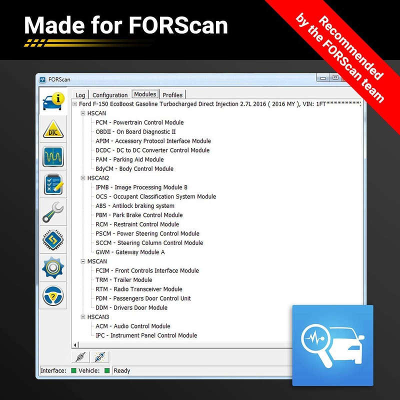 OBDLink EX FORScan OBD Diagnostic USB Adapter Cable for Ford
