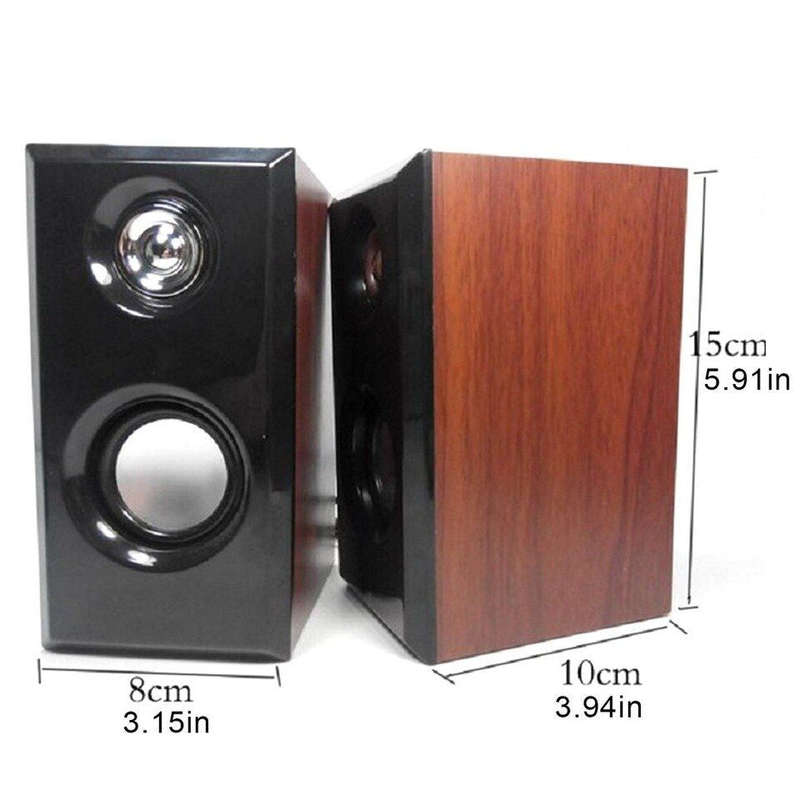 Jiteng D-092 Multimedia Dark Wooden USB Speakers with Wired Remote