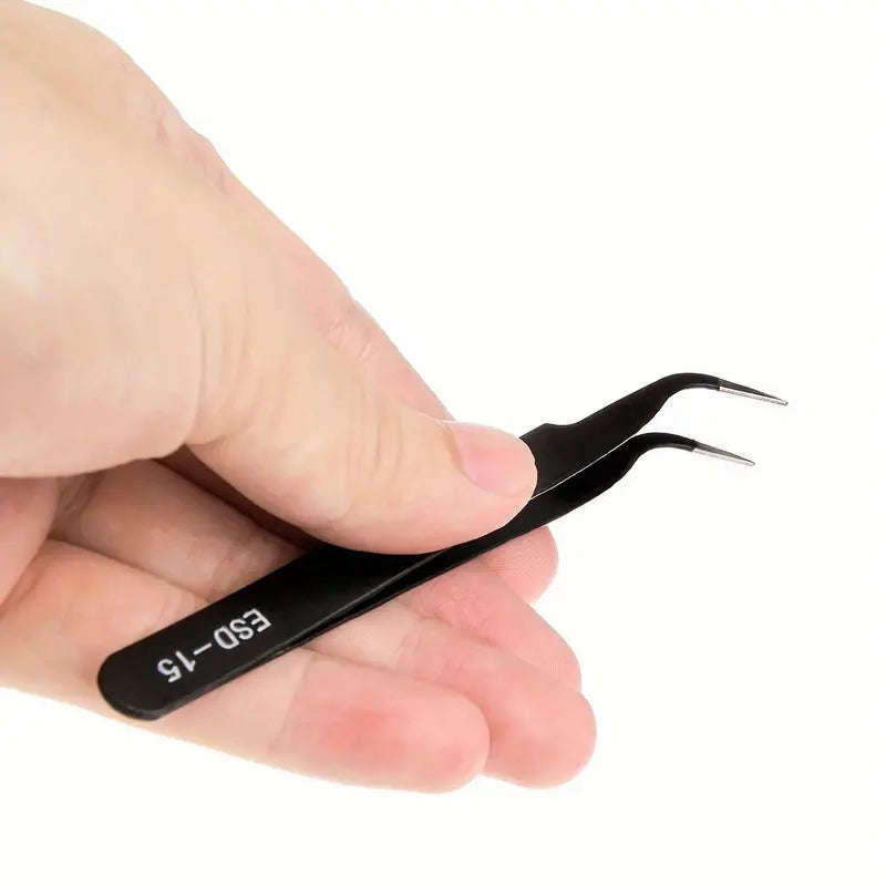 ESD Anti-Static Stainless Steel Tweezers - 6 Piece