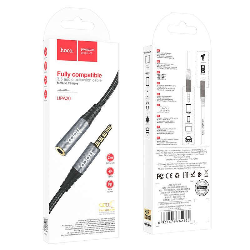 Hoco UPA20 3.5mm Nylon Braided Audio Extension Cable 2m