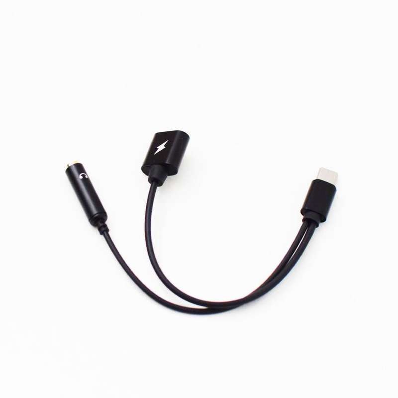 Kyin KY-174  Dual Type-C Cable with Headphone Adapter & Power  Black
