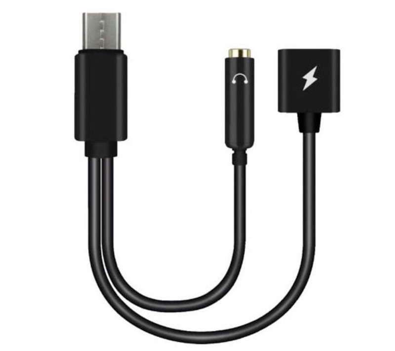 Kyin KY-174  Dual Type-C Cable with Headphone Adapter & Power  Black