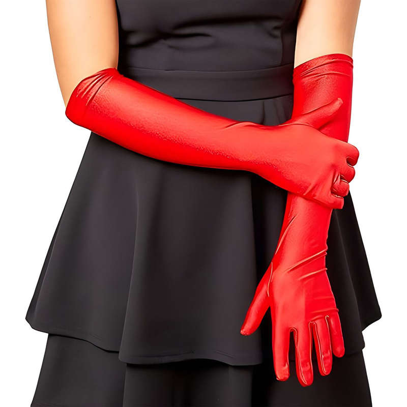 Ladies Satin Gloves Nylon Satin Gloves Retro Ball Performance Long Gloves
