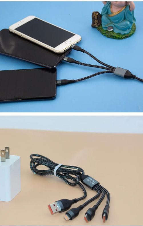 Aivr K371 3-in-1 Fast Charging Type C / Micro USB / iOS Lightning Cable - 2m